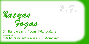 matyas fogas business card